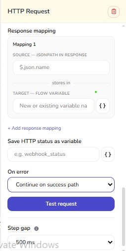 HTTP Request — response mapping and error handling