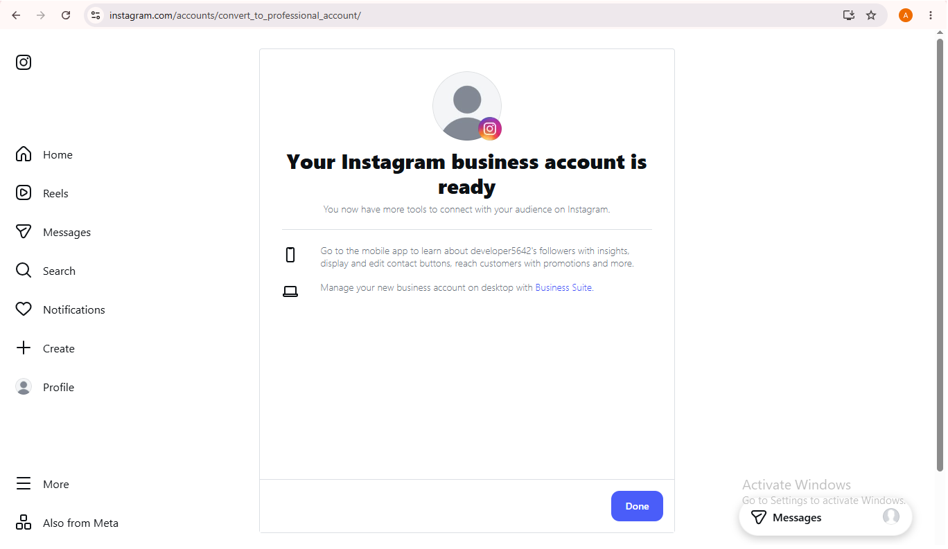 Professional account — Ready